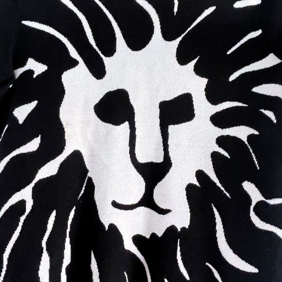 Anne Klein Classic Logo Intarsia Lion Knit Sweater Short Sleeve Pullover Sz M - Picture 5 of 8